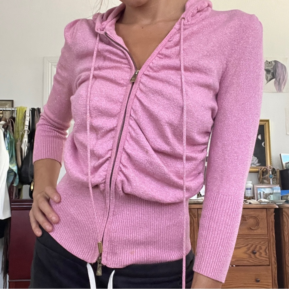 Pink sparkly Express zip up hooded jacket